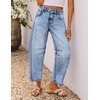 image:imageZESICA 2026 Barrel Jeans for Women Trendy Wide Leg PantsLight Blue