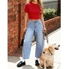 image:imageZESICA 2026 Barrel Jeans for Women Trendy Wide Leg PantsLight Blue