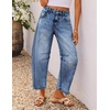 image:imageZESICA 2026 Barrel Jeans for Women Trendy Wide Leg PantsMid Blue