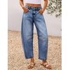 image:imageZESICA 2026 Barrel Jeans for Women Trendy Wide Leg PantsMid Blue
