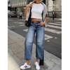 image:imageZESICA 2026 Barrel Jeans for Women Trendy Wide Leg PantsMid Blue