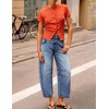 image:imageZESICA 2026 Barrel Jeans for Women Trendy Wide Leg PantsMid Blue