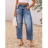 image:imageZESICA 2026 Barrel Jeans for Women Trendy Wide Leg PantsMid Blue