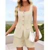 image:imageZESICA Womens 2 Piece Short Sets Suit Vest Tops Matching Set OutfitsApricot
