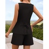 image:imageZESICA Womens 2 Piece Short Sets Suit Vest Tops Matching Set OutfitsBlack