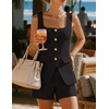 image:imageZESICA Womens 2 Piece Short Sets Suit Vest Tops Matching Set OutfitsBlack