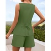 image:imageZESICA Womens 2 Piece Short Sets Suit Vest Tops Matching Set OutfitsGreen