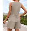 image:imageZESICA Womens 2 Piece Short Sets Suit Vest Tops Matching Set OutfitsGreykhaki