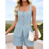 image:imageZESICA Womens 2 Piece Short Sets Suit Vest Tops Matching Set OutfitsLightblue