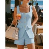 image:imageZESICA Womens 2 Piece Short Sets Suit Vest Tops Matching Set OutfitsLightblue