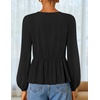 image:imageZESICA Womens Fall Babydoll Peplum Tops Cute Long Sleeve Going Out BlousesBlack