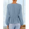 image:imageZESICA Womens Fall Babydoll Peplum Tops Cute Long Sleeve Going Out BlousesDustyblue
