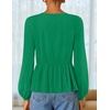 image:imageZESICA Womens Fall Babydoll Peplum Tops Cute Long Sleeve Going Out BlousesGreen