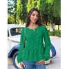 image:imageZESICA Womens Fall Babydoll Peplum Tops Cute Long Sleeve Going Out BlousesGreen