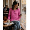 image:imageZESICA Womens Fall Babydoll Peplum Tops Cute Long Sleeve Going Out BlousesHotpink