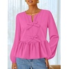 image:imageZESICA Womens Fall Babydoll Peplum Tops Cute Long Sleeve Going Out BlousesHotpink