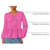 image:imageZESICA Womens Fall Babydoll Peplum Tops Cute Long Sleeve Going Out BlousesHotpink