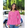 image:imageZESICA Womens Fall Babydoll Peplum Tops Cute Long Sleeve Going Out BlousesHotpink