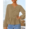 image:imageZESICA Womens Fall Babydoll Peplum Tops Cute Long Sleeve Going Out BlousesKhaki