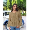 image:imageZESICA Womens Fall Babydoll Peplum Tops Cute Long Sleeve Going Out BlousesKhaki
