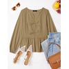 image:imageZESICA Womens Fall Babydoll Peplum Tops Cute Long Sleeve Going Out BlousesKhaki