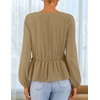 image:imageZESICA Womens Fall Babydoll Peplum Tops Cute Long Sleeve Going Out BlousesKhaki