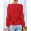 image:imageZESICA Womens Fall Babydoll Peplum Tops Cute Long Sleeve Going Out BlousesRed