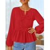 image:imageZESICA Womens Fall Babydoll Peplum Tops Cute Long Sleeve Going Out BlousesRed