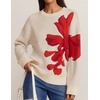 image:imageZESICA Womens Fall Floral Oversized Sweaters 2026 Cozy Pullover TopsApricot