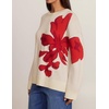 image:imageZESICA Womens Fall Floral Oversized Sweaters 2026 Cozy Pullover TopsApricot
