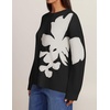 image:imageZESICA Womens Fall Floral Oversized Sweaters 2026 Cozy Pullover TopsBlack