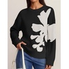 image:imageZESICA Womens Fall Floral Oversized Sweaters 2026 Cozy Pullover TopsBlack