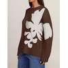 image:imageZESICA Womens Fall Floral Oversized Sweaters 2026 Cozy Pullover TopsBrown
