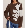 image:imageZESICA Womens Fall Floral Oversized Sweaters 2026 Cozy Pullover TopsBrown