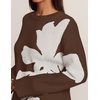 image:imageZESICA Womens Fall Floral Oversized Sweaters 2026 Cozy Pullover TopsBrown