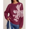 image:imageZESICA Womens Fall Floral Oversized Sweaters 2026 Cozy Pullover TopsPlum