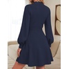image:imageZESICA Womens Fall Mock Neck Long Lantern Sleeve Sweater Mini DressNavy