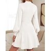 image:imageZESICA Womens Fall Mock Neck Long Lantern Sleeve Sweater Mini DressWhite