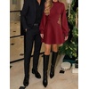 image:imageZESICA Womens Fall Mock Neck Long Lantern Sleeve Sweater Mini DressWine