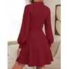 image:imageZESICA Womens Fall Mock Neck Long Lantern Sleeve Sweater Mini DressWine