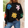 image:imageZESICA Womens Fall Winter Floral Sweaters Cute Knit Pullover TopsBlack