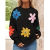 image:imageZESICA Womens Fall Winter Floral Sweaters Cute Knit Pullover TopsBlack