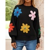 image:imageZESICA Womens Fall Winter Floral Sweaters Cute Knit Pullover TopsBlack