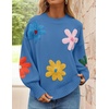 image:imageZESICA Womens Fall Winter Floral Sweaters Cute Knit Pullover TopsBlue