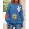 image:imageZESICA Womens Fall Winter Floral Sweaters Cute Knit Pullover TopsBlue