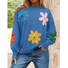 image:imageZESICA Womens Fall Winter Floral Sweaters Cute Knit Pullover TopsBlue