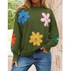 image:imageZESICA Womens Fall Winter Floral Sweaters Cute Knit Pullover TopsGreen