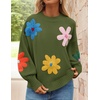 image:imageZESICA Womens Fall Winter Floral Sweaters Cute Knit Pullover TopsGreen