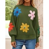 image:imageZESICA Womens Fall Winter Floral Sweaters Cute Knit Pullover TopsGreen