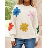 image:imageZESICA Womens Fall Winter Floral Sweaters Cute Knit Pullover TopsIvory